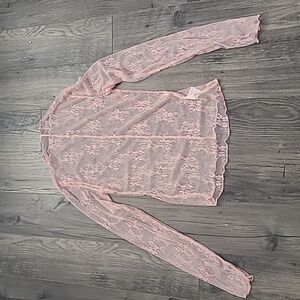 Lace Mesh Long Sleeve -Pink